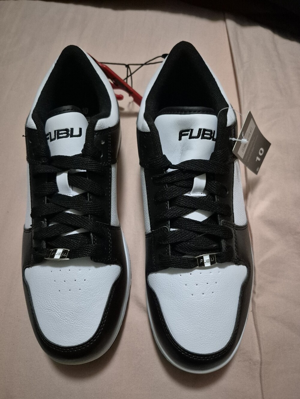 FUBU Men's Black and White Low-Top Sneakers with Logo